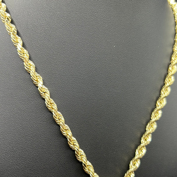 New Gold 14K Hollow Rope Chain with Jesus Pendant by G.O