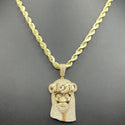 New Gold 14K Hollow Rope Chain with Jesus Pendant by G.O