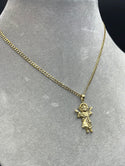 New Two Tones Flat Cuban 14k with Baby Jesus Pendant