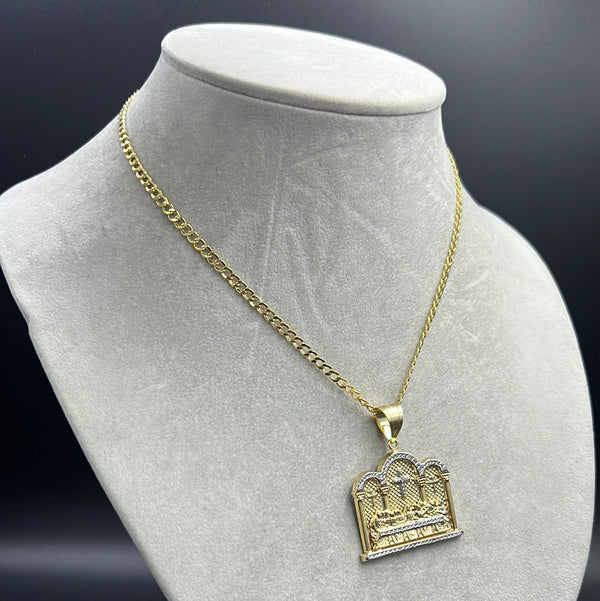 New Hollow Flat Cuban 14K  with Pendant