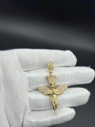 New Gold 14K Angel on Cz Stones Pendant by GO™