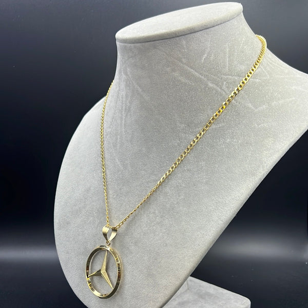 New Hollow Flat Cuban 14K  with Pendant