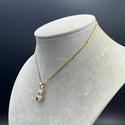 New Gold 14K Teddy Bear Pendant with Hollow Flat Cuban Chain by G.O