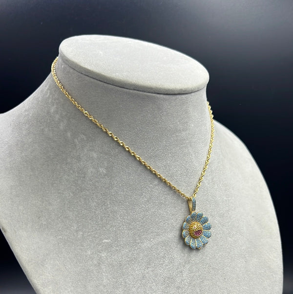 New Hollow Rope Chain 14k With Flower Pendant