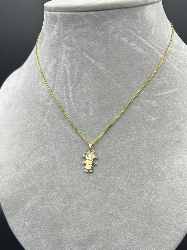 New Gold 14K Franco with girl pendant