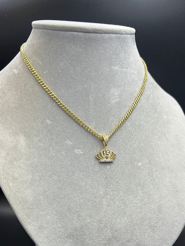 New Hollow Miami Cuban 14k with Crown Pendant