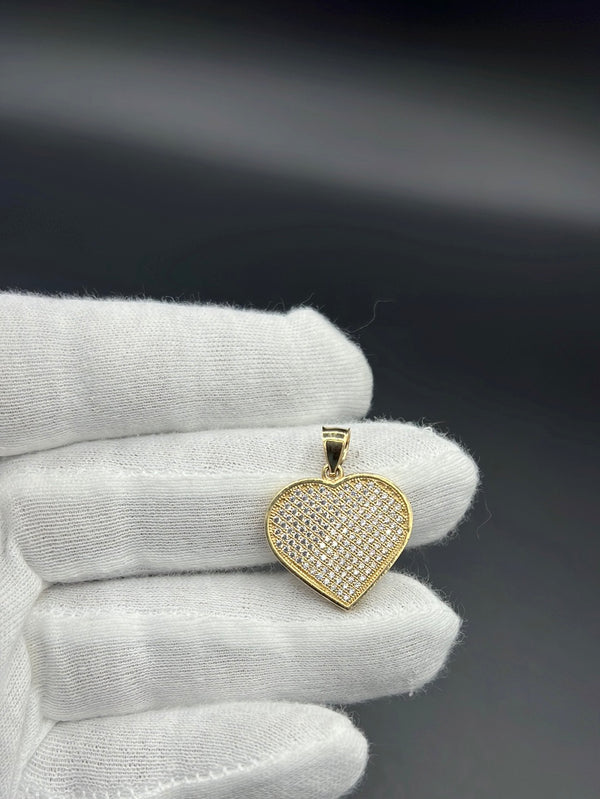 New Gold 14K Heart on Cz Pendant by GO™