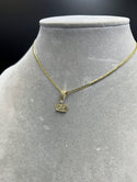 New Solid Flat Cuban 14k with Crown Pendant