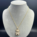 New Gold 14K Teddy Bear Pendant with Hollow Rope Chain by G.O