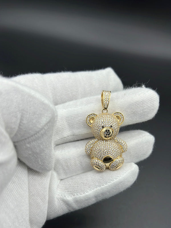 New Gold 14K Teddy Bear on Cz Pendant by GO™