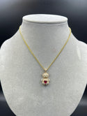 New Gold 14k Miami Cuban with Teddy Bear Pendant