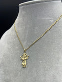 New Two Tones Flat Cuban 14k with Baby Jesus Pendant