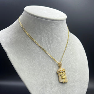 New Hollow Flat Cuban 14K  with Pendant