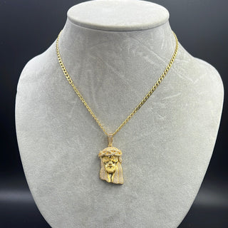 New Hollow Flat Cuban 14K  with Pendant