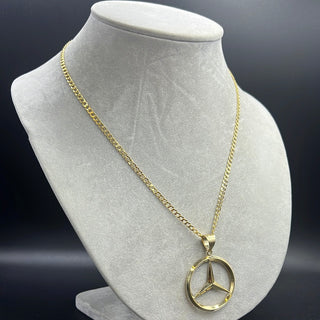 New Hollow Flat Cuban 14K  with Pendant