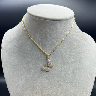 New Gold 14K Rope Chain With Buttlerfly Pendant