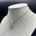 New Gold 14K Hollow Miami Cuban  Chain With Turkish Eye Pendant by GO™