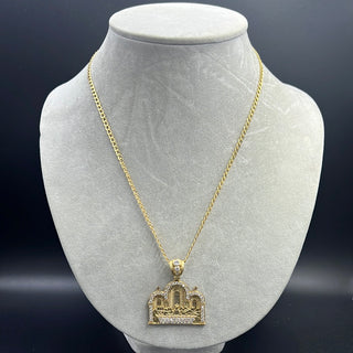 New Hollow Flat Cuban 14K  with Pendant