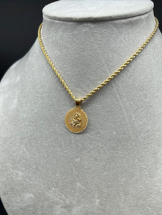 New Gold 14K Rope Chain with Virgen Pendant