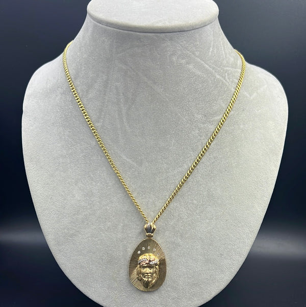 New Gold 14K Hollow Miami Cuban Chain With Pendant by GO™