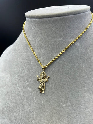 New Gold 14K Rope Chain With Baby Jesus Pendant