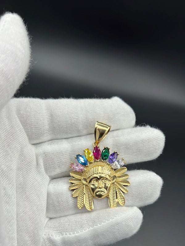 New Gold 14K  Native American Indian Pendant by GO™