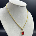 New Solid Rope Chain 14k With Stone Pendant