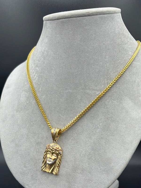 New Gold 14K Franco with Jesus Pendant