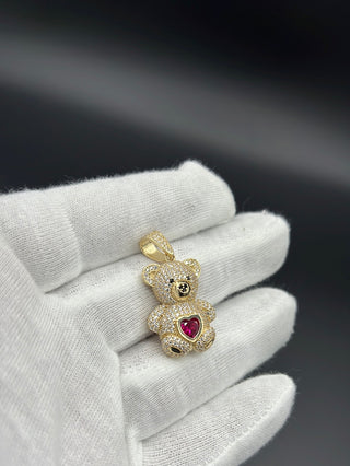 New Gold 14K Teddy Bear on Cz Pendant by GO™