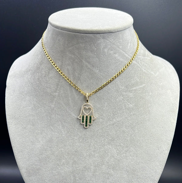 New Hollow Flat Cuban 14K  with Pendant