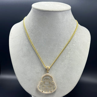 New Gold 14K  Hollow Miami Cuban  Chain with Buddha Pendant  by GO™