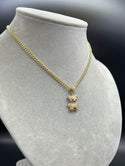 New Gold 14k Women Hollow Miami Cuban  Chain with Teddy Bear pendant  by GO™