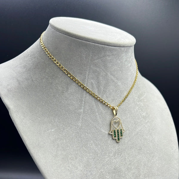 New Hollow Flat Cuban 14K  with Pendant