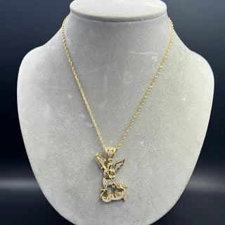 New Gold 14K Hollow Rope Chain with Pendant by G.O