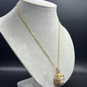 New Hollow Flat Cuban 14K  with Pendant