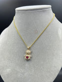 New Gold 14k Miami Cuban with Teddy Bear Pendant