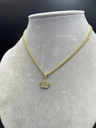 New Hollow Miami Cuban 14k with Crown Pendant