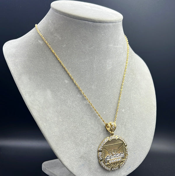 New Gold 14K Hollow Rope Chain with Pendant by G.O