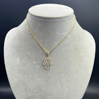 New Gold 14K Hollow Rope Chain with Pendant by G.O