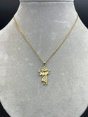 New Two Tones Flat Cuban 14k with Baby Jesus Pendant