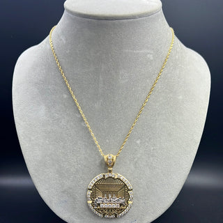 New Gold 14K Hollow Rope Chain with Pendant by G.O