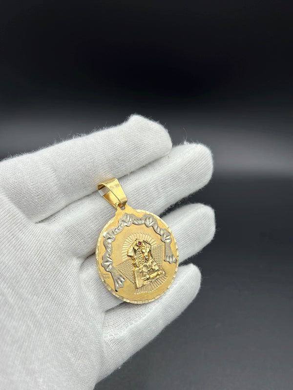 New Gold 14K Round Virgen Pendant by GO™