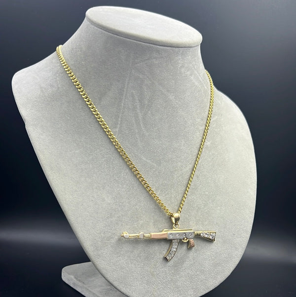 New Gold 14K Hollow Miami Cuban Chain With Pendant by GO™