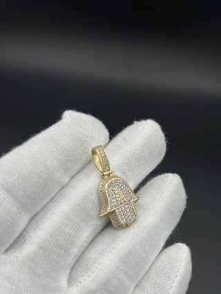 New Gold 14K Hamsa on Cz Pendant by GO™