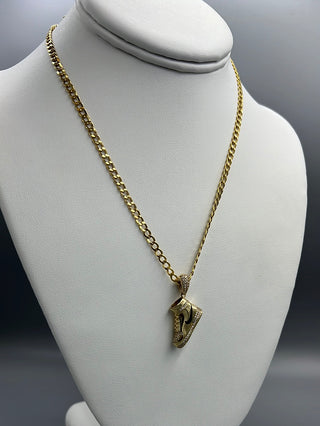 New Gold 14k Flat Cuban with Nike pendant