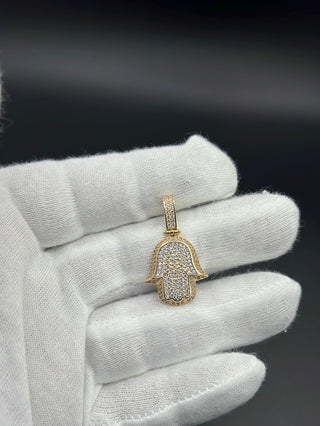 New Gold 14K Hamsa on Cz Pendant by GO™