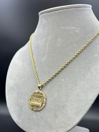 New Gold 14K Rope Chain With Last Supper Pendant