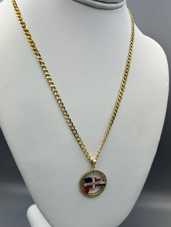 New Gold 14k Flat Cuban with DR pendant