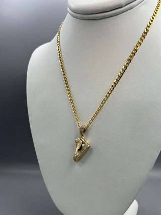 New Gold 14k Flat Cuban with Nike pendant