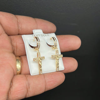 New Gold 14k Hoops with cross